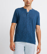 Linen T-shirt Marine buttoned collar