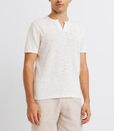 T-shirt with ecru buttoned linen