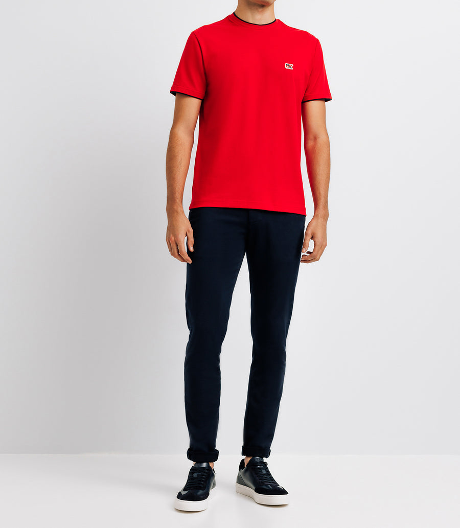 RED double-neck tee