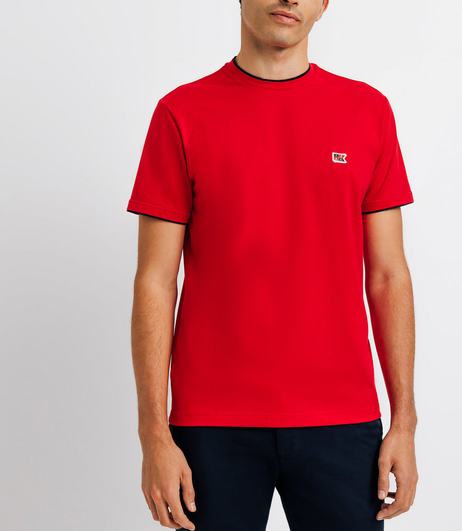 RED double-neck tee