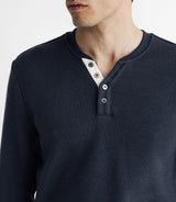 T-shirt with navy buttons