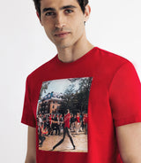 T-shirt col rond avec print rouge - IZAC