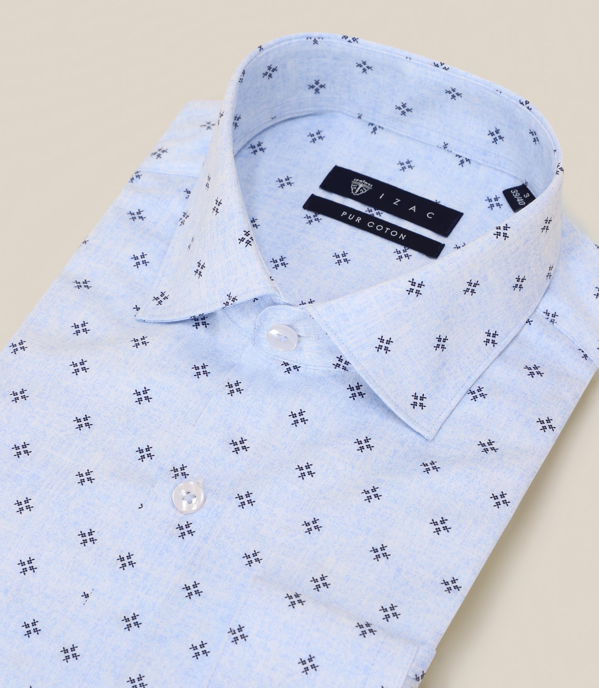 Chemise 100% coton col français bleue