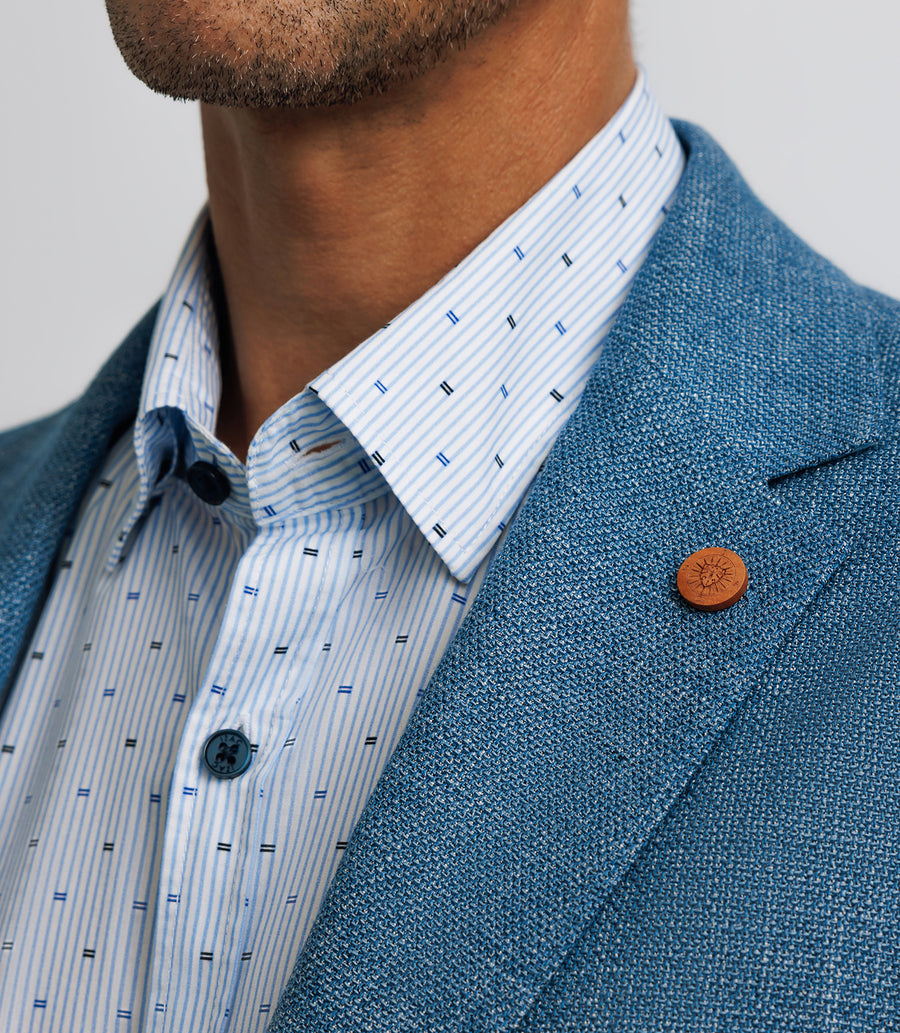 Blue linen jacket with elbow patches ALCHIMIE