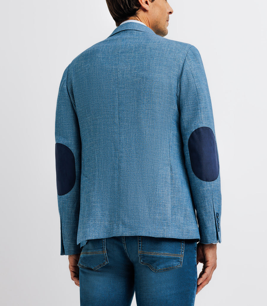 Blue linen jacket with elbow patches ALCHIMIE