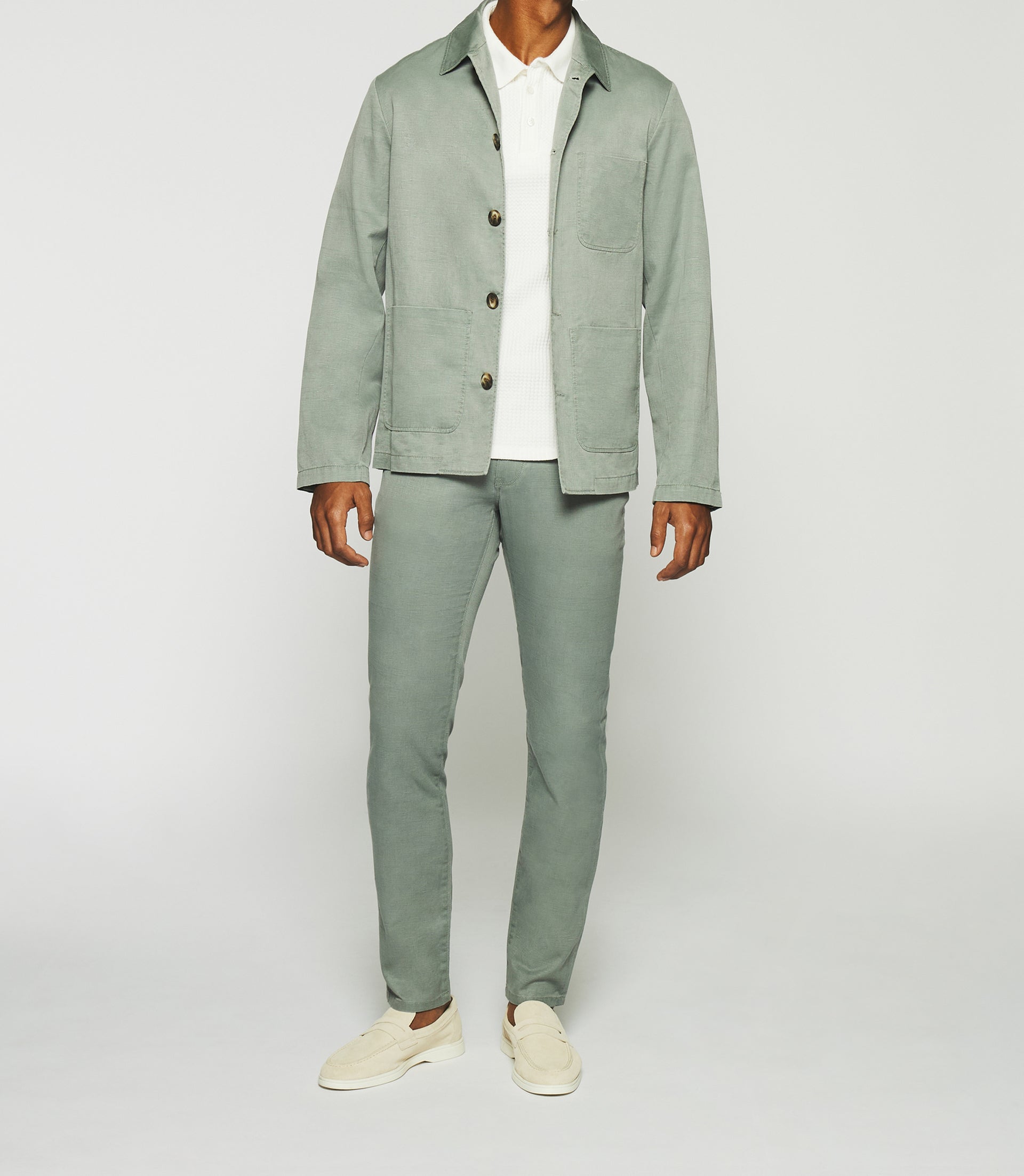 Jacket in khaki cotton linen AQUA