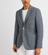 Veste casual en lin motif pied de poule marine