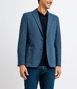 Veste casual maille piquée bleu indigo