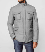 Grey jacket with officer's collar