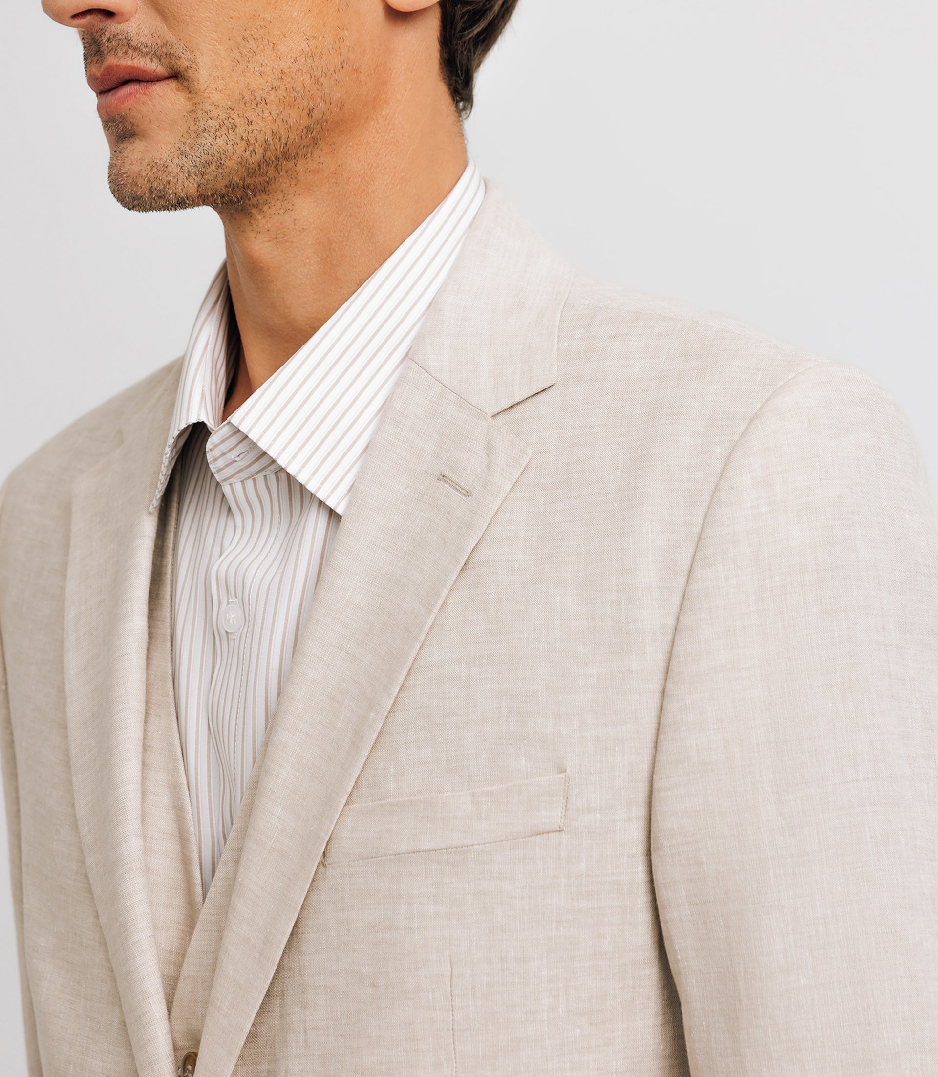 100% beige linen city jacket