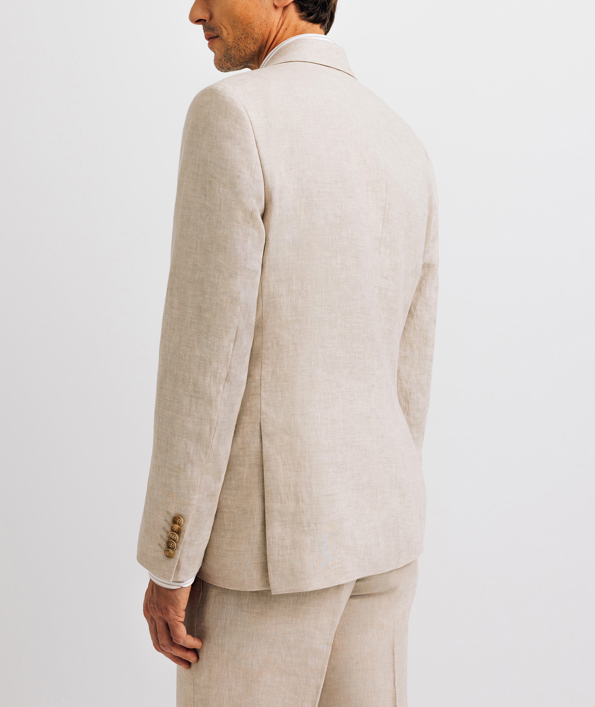 100% beige linen city jacket