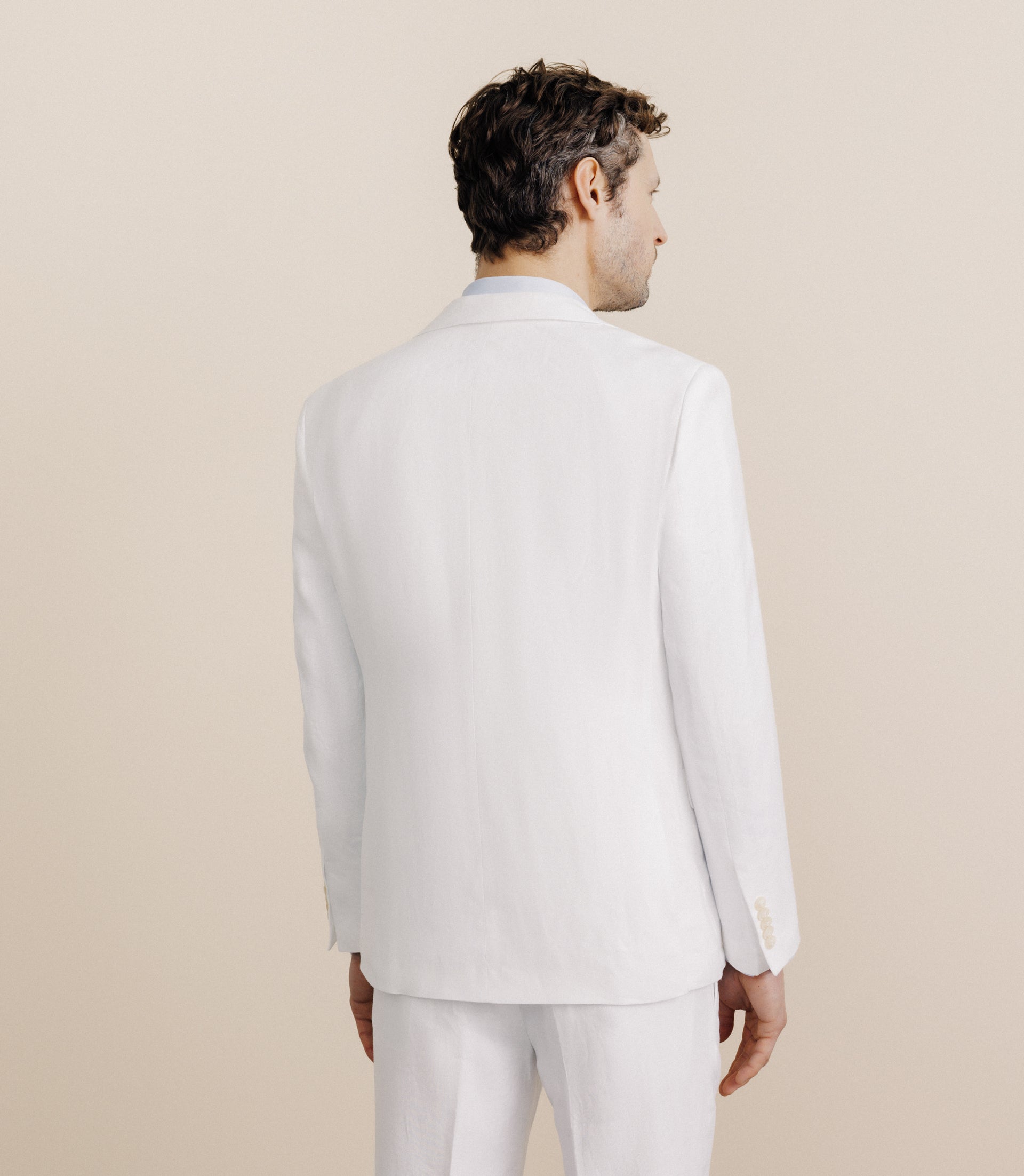 100% white separable linen city jacket