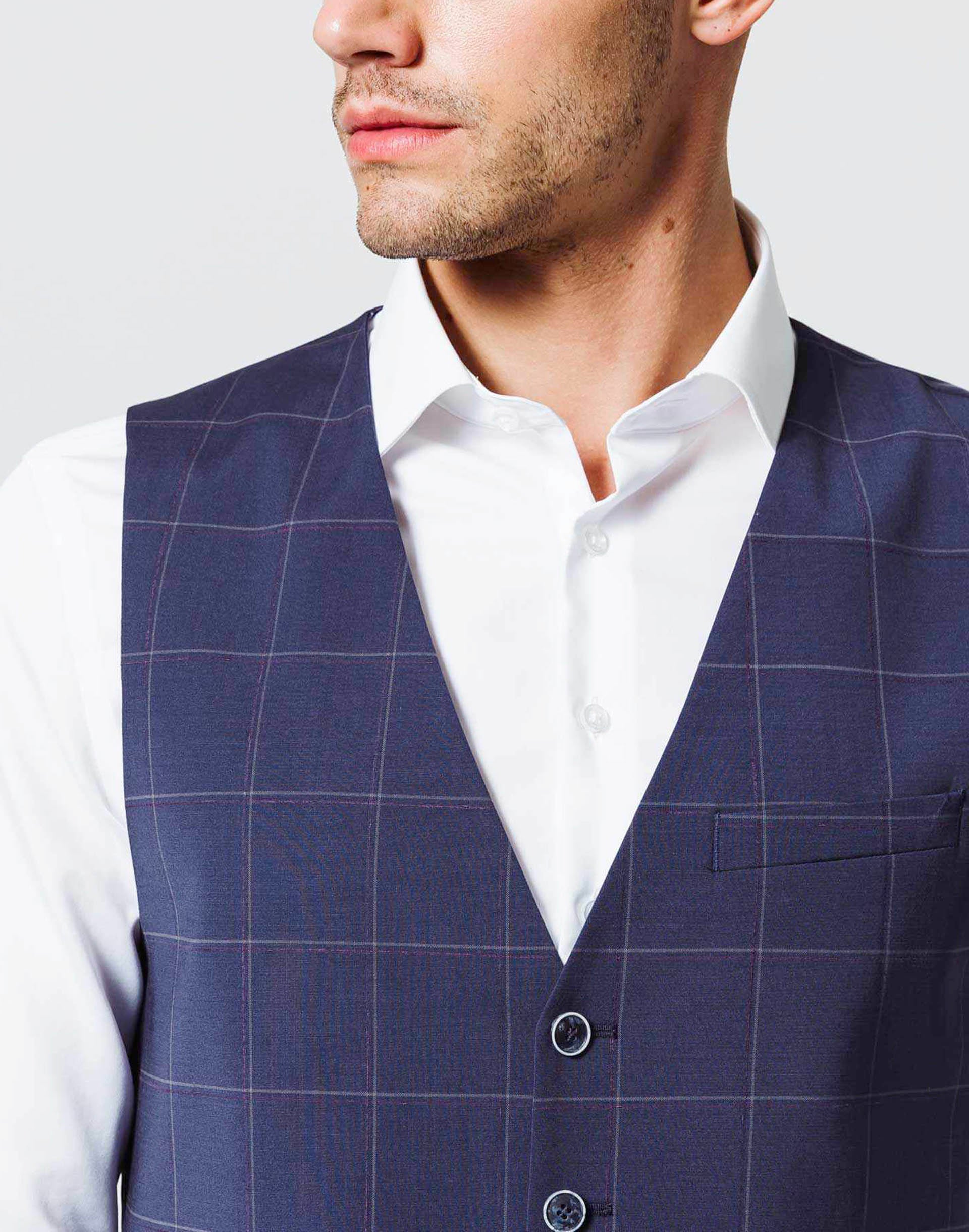 Blue Checkered City Vest