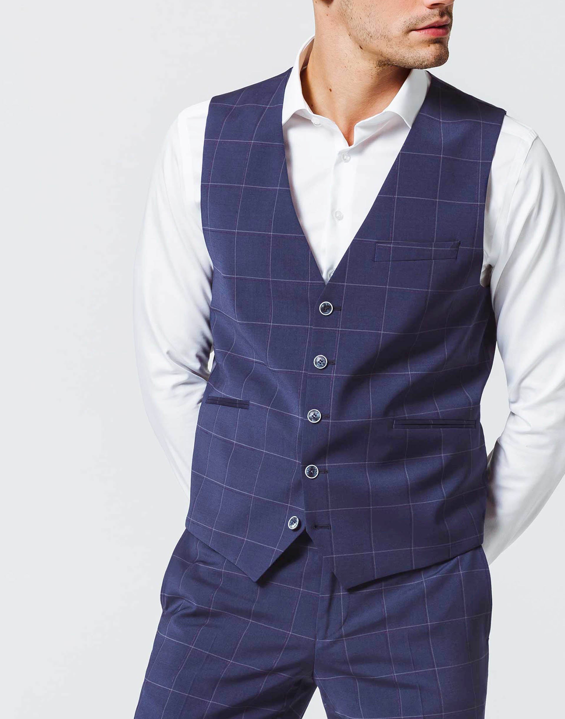 Blue Checkered City Vest