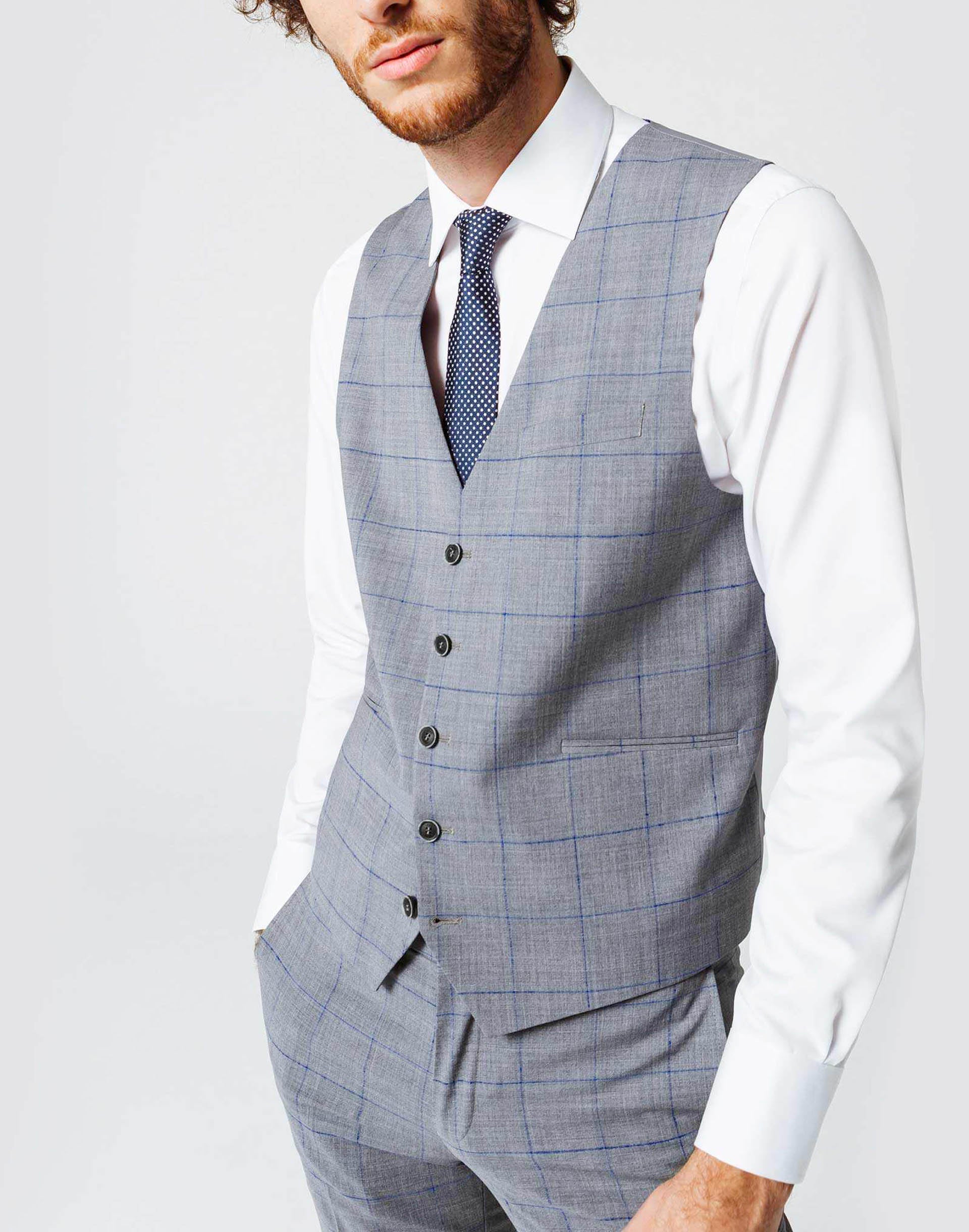 Grey Checkered City Vest