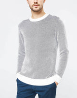 Round neck sweater ecru/navy