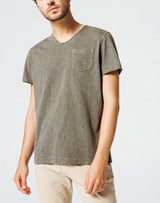 T-Shirt mit V-Ausschnitt Khaki