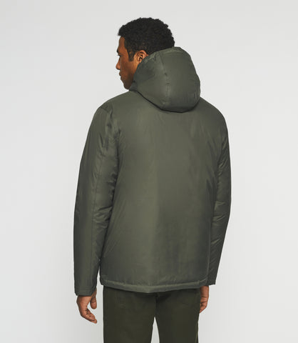 Reversible quilted jacket with black hooded and khaki Moreno