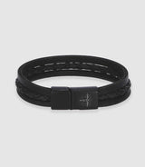 Bracelet en cuir noir GALO IZAC