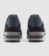 Emeric" leather and textile navy sneakers