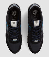 Emeric" leather and textile navy sneakers