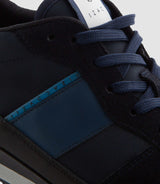 Emeric" leather and textile navy sneakers