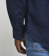 Navy linen and cotton casual shirt KISSOUT