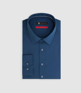 Malta" navy stretch poplin shirt