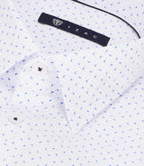 Chemise slim à imprimé micro motifs bleu MATHISOUT - IZAC