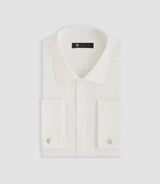 Slim-fit shirt in ecru cotton satin SATINMIXSLOUT