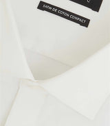 Satinmixteslim" shirt in ecru cotton sateen