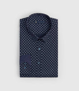 Chemise à micro motifs marine "Serge" - IZAC