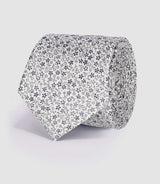 UCINIA grey silk tie with floral pattern