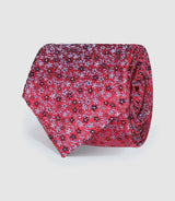 Red silk tie with floral pattern UCINIA