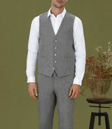 Gilet de costume en tweed gris "Quepatant" - IZAC