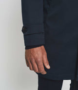 Haider" navy long straight trench coat