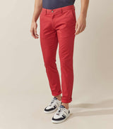 Chino micromotif rouge "Berline" - IZAC