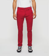 Panama" red satin chino pants