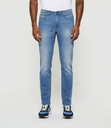 Superschmale Jeans aus blauem, verwaschenem Molton "Toupie".