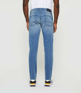 Super slim blue faded fleece jeans "Toupie