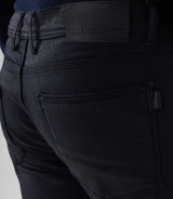 Lime" navy coated slim jeans