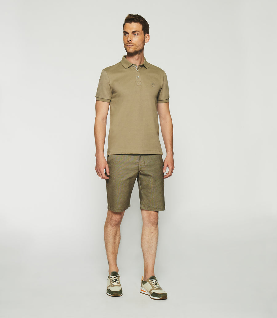 Polo shirt shop and khaki shorts