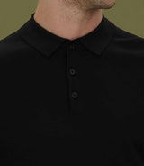 Celal" long sleeve knit polo shirt black