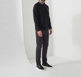 David" long sleeve black polo