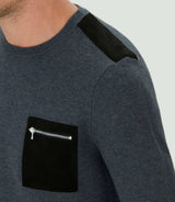 Lenna" round neck sweater with anthracite inserts