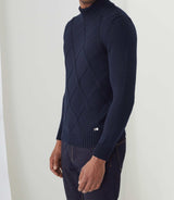 Simeo" navy wool high neck sweater