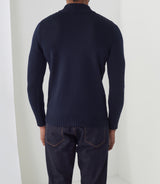 Simeo" navy wool high neck sweater