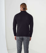 Simeo" black wool high neck sweater