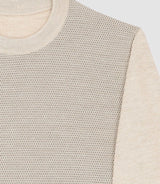 Pull col rond en laine mérinos beige BORIS IZAC