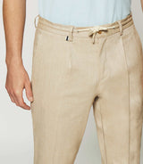 Pantalon ville en lin camel BALICIO